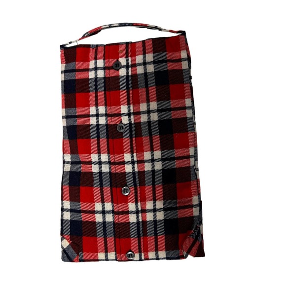 VTG Van‎ Cort Sz L red blue plaid flannel shirt woolworth cotton/poly blend new - Picture 2 of 2